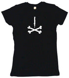 Clarinet Silhouette Pirate Skull Cross Bones Logo Women's Petite Tee Shirt