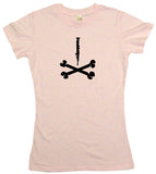 Clarinet Silhouette Pirate Skull Cross Bones Logo Women's Petite Tee Shirt