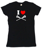 I Heart Love Crossed Lacrosse Sticks Tee Shirt OR Hoodie Sweat
