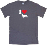 I Heart Love Weiner Dog Dachshund Silhouette Logo Tee Shirt OR Hoodie Sweat