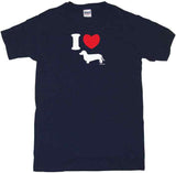 I Heart Love Weiner Dog Dachshund Silhouette Logo Tee Shirt OR Hoodie Sweat