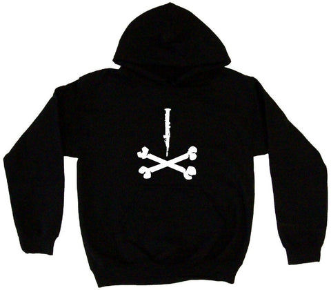 Clarinet Silhouette Pirate Skull Cross Bones Logo Hoodie Sweat Shirt