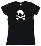 Pig Silhouette BBQ Style Logo Pirate Skull Cross Bones Tee Shirt OR Hoodie Sweat