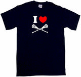I Heart Love Crossed Lacrosse Sticks Tee Shirt OR Hoodie Sweat