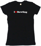 I Heart Love Bowling Tee Shirt OR Hoodie Sweat